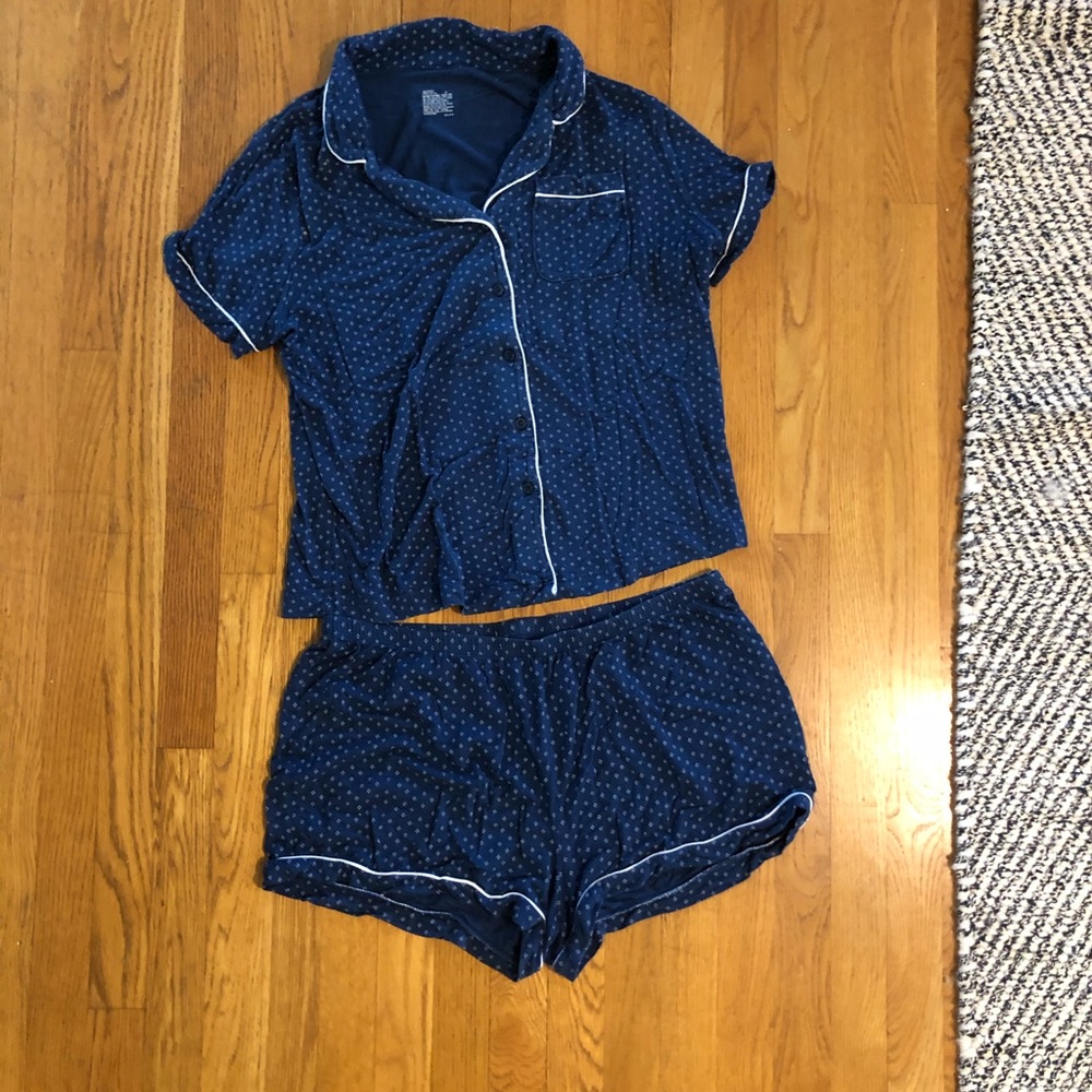 Navy Blue Polka Dot Pajama Set